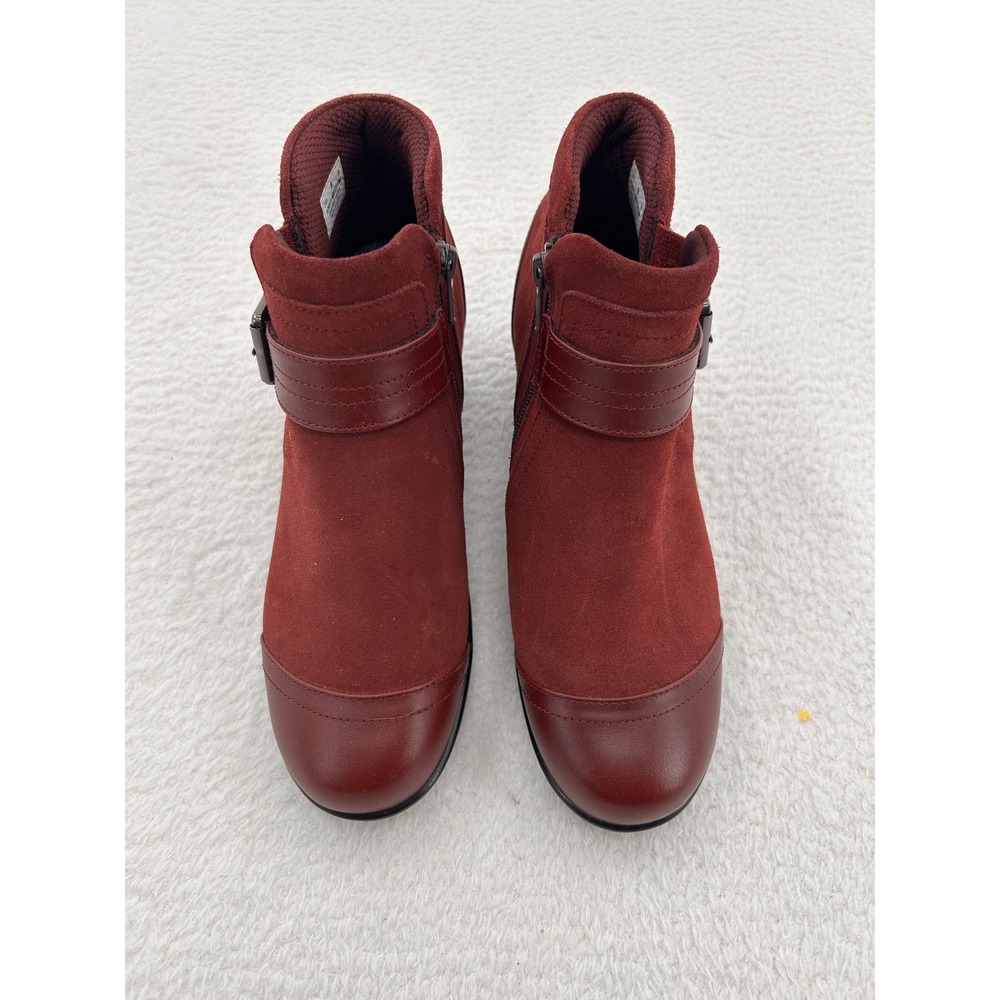 Orthofeet Bioheels Burgundy Suede Leather Ankle Boots Women 9 Medium Orthopedic